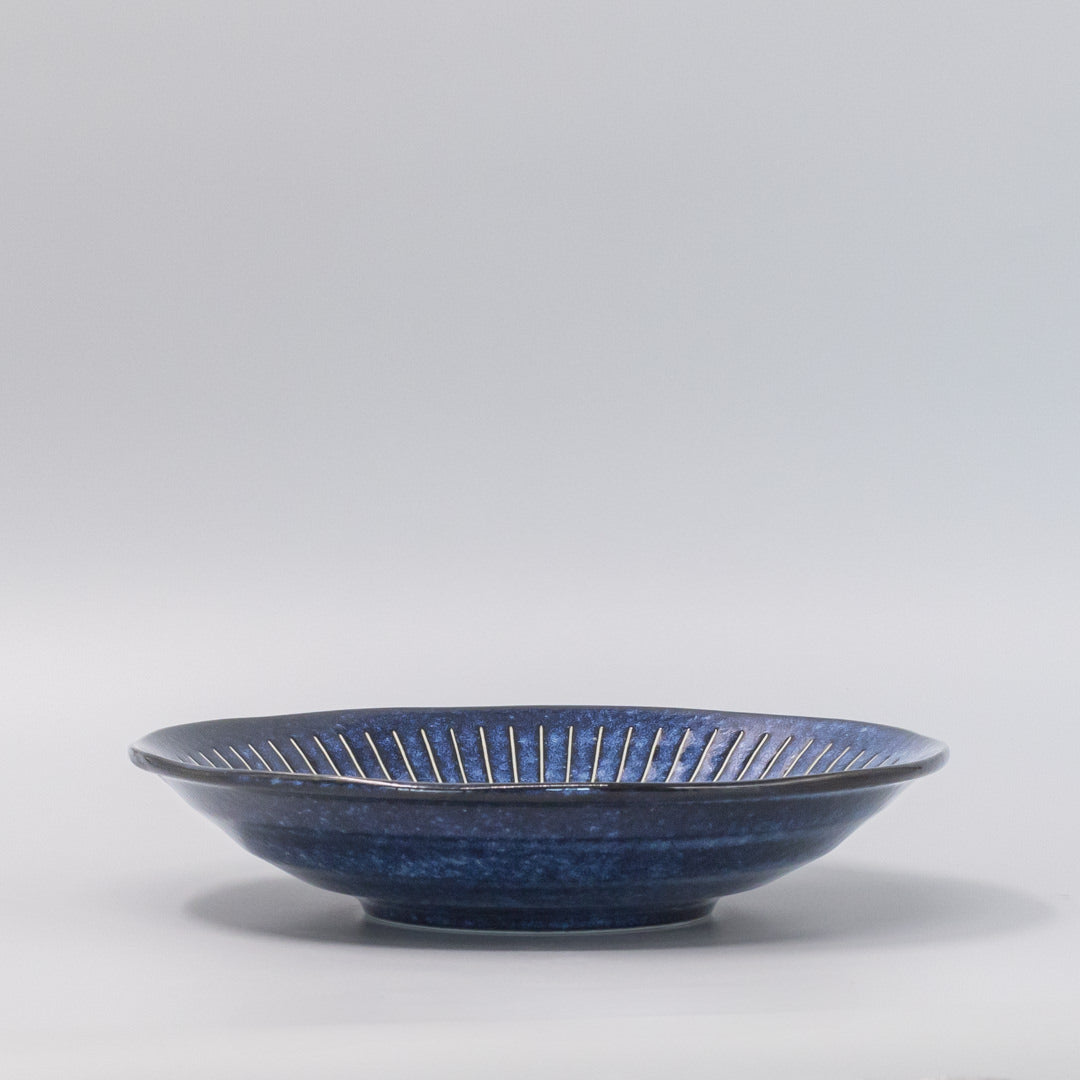 Bowl 25cm Ridged Indigo Glaze - Image 4