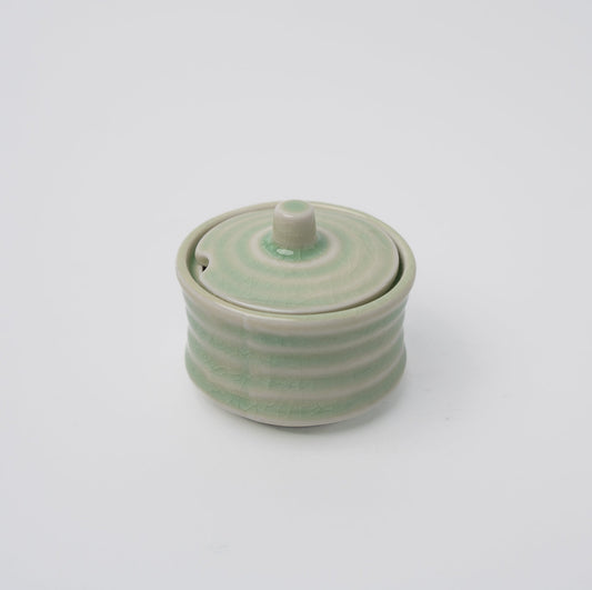 Sugar Pot 5.3cm Ribbed Celadon Glaze