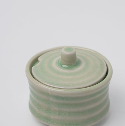 Sugar Pot 5.3cm Ribbed Celadon Glaze - Image 2