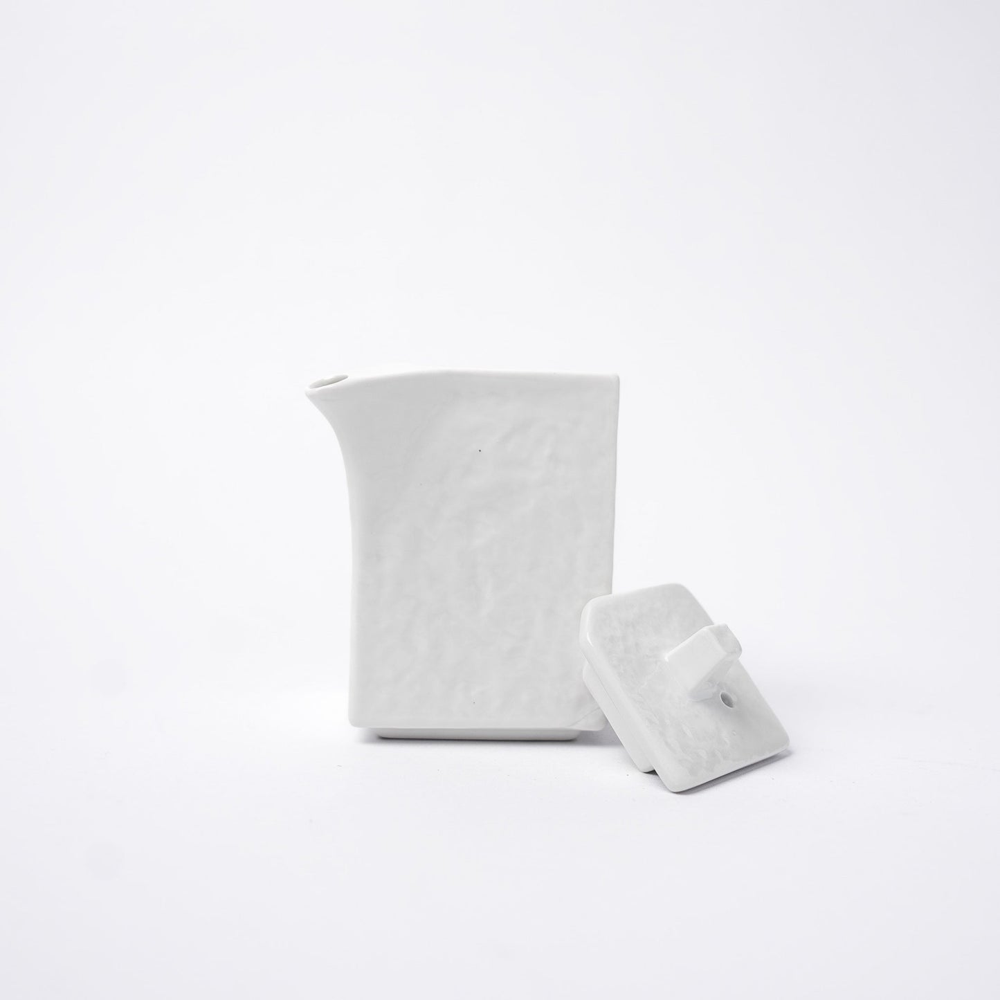 Soy Pot Squared 150ml Textured White Glaze - Image 3