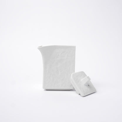 Soy Pot Squared 150ml Textured White Glaze - Image 3