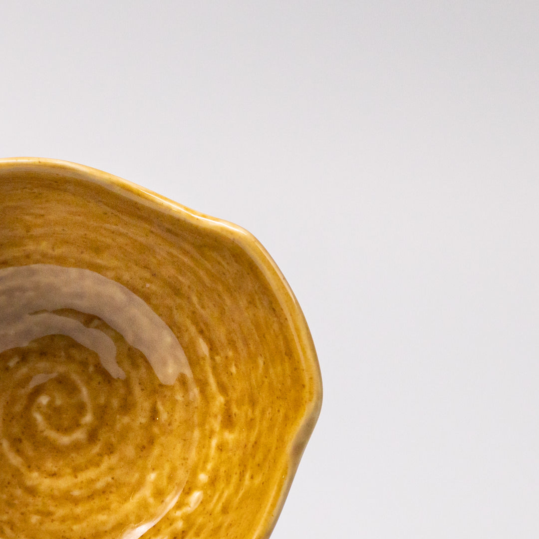 Bowl with Handle 13cm Saffron Gloss Glaze - Image 3