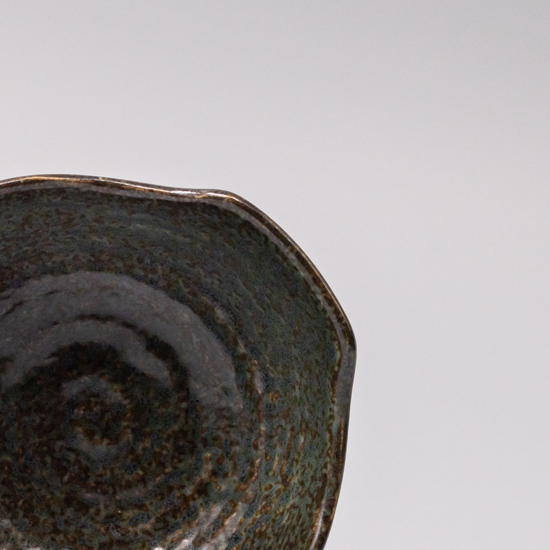 Bowl with Handle 13cm Navy Speckle Glaze - Image 2