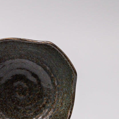 Bowl with Handle 13cm Navy Speckle Glaze - Image 2