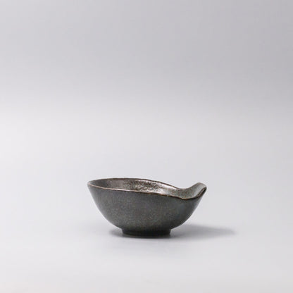 Bowl with Handle 13cm Navy Speckle Glaze - Image 4