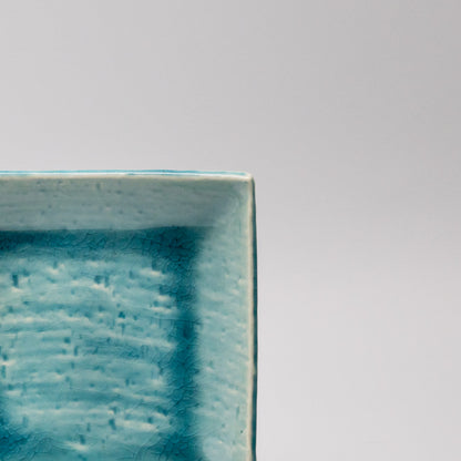 Plate Square 17cm Crackle Turquoise Glaze - Image 2