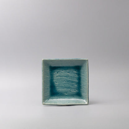 Plate Square 17cm Crackle Turquoise Glaze - Image 3