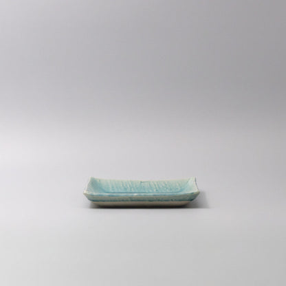 Plate Square 17cm Crackle Turquoise Glaze - Image 4