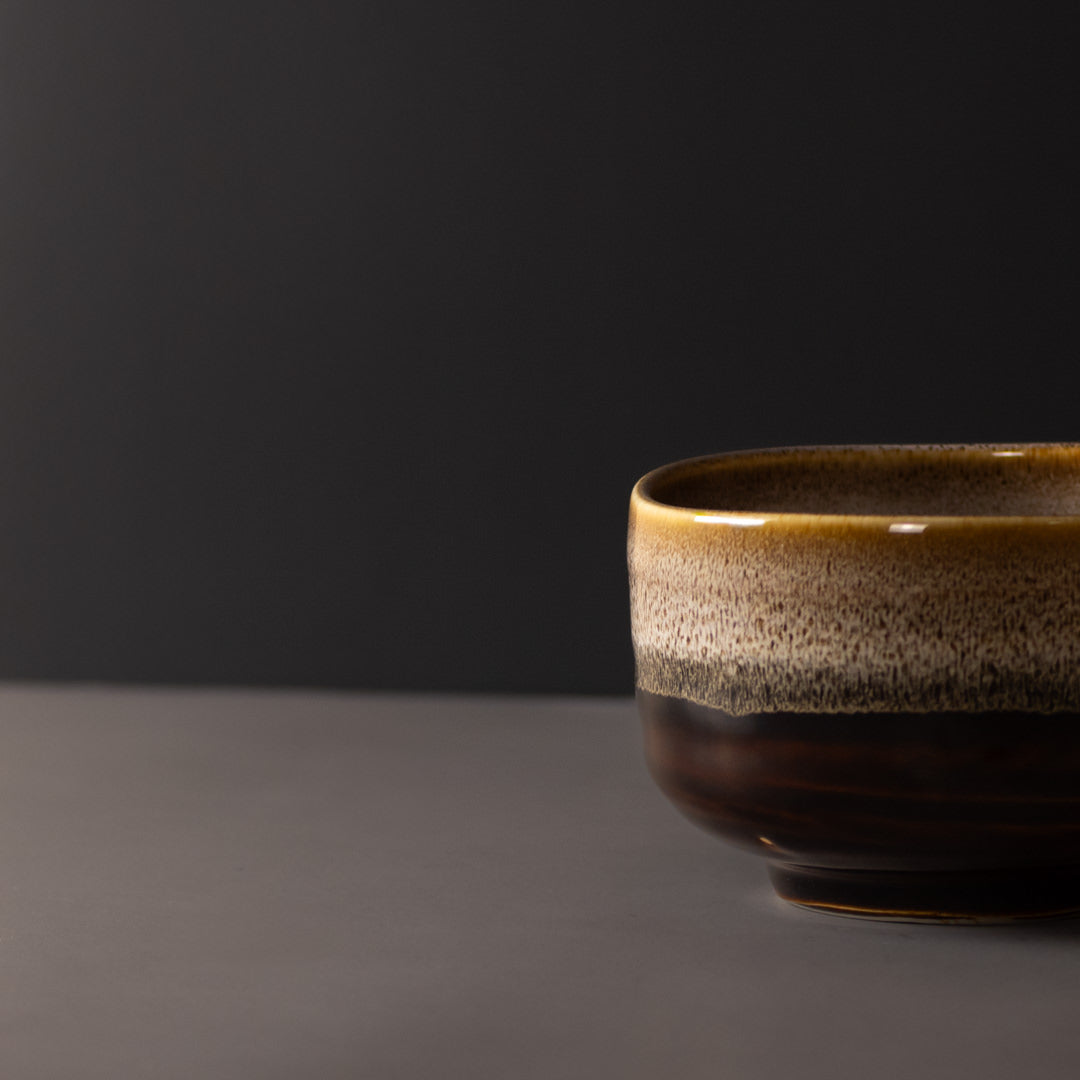 Matcha Tea Bowl 11cm Brown with Milky White - Image 2