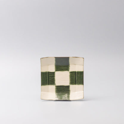 Saucer Reeded Oribe 12cm Checkerboard Glaze - Image 3