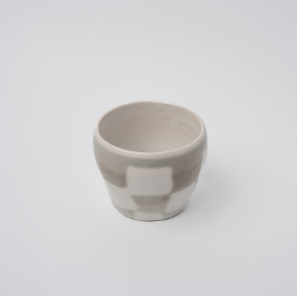 Cup 8cm 160ml Cream Grey Check Design - Image 2