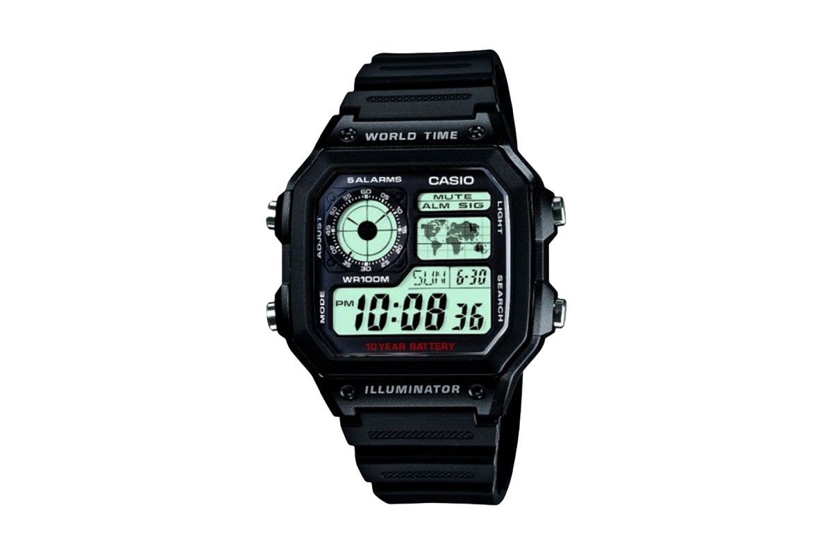 Casio Men's All Black World Timer Digital Watch AE1200WH-1A (Black)