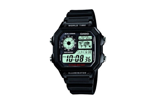 Casio Men's All Black World Timer Digital Watch AE1200WH-1A (Black)