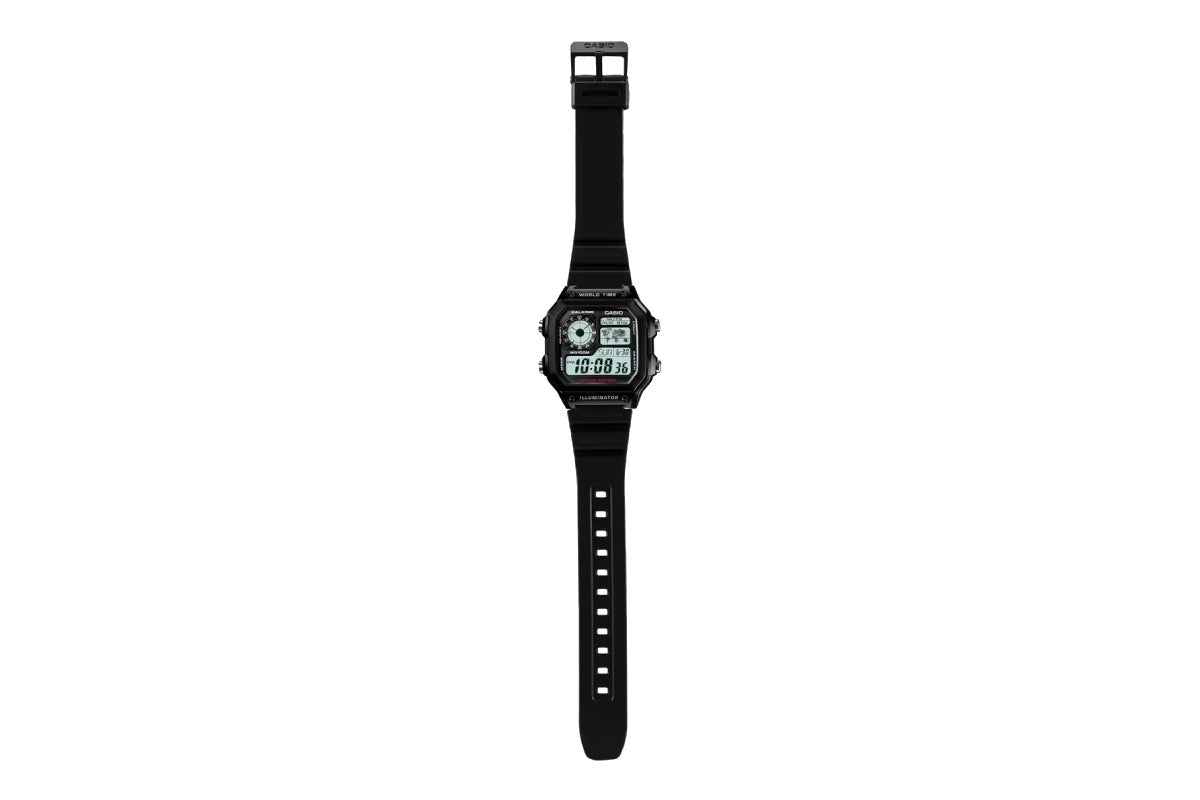 Casio Men's All Black World Timer Digital Watch AE1200WH-1A (Black) - Image 5
