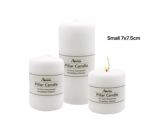 bulk 48 Unscented White Pillar Candle 7cm - Image 2