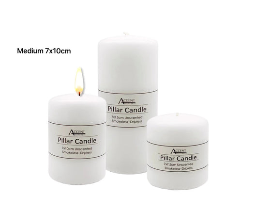 bulk 36 Unscented White Pillar Candle Tapered 10cm