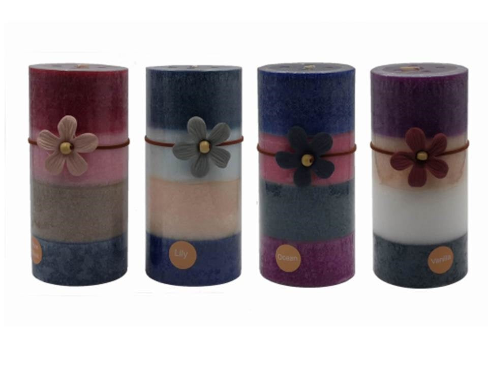 bulk 24 4 Tone Scented Pillar Candle 15cm - Image 2
