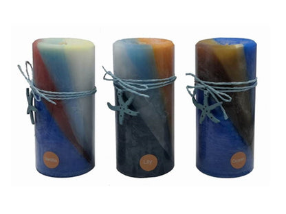 bulk 24 Ocean Views Pillar Candle 15cm