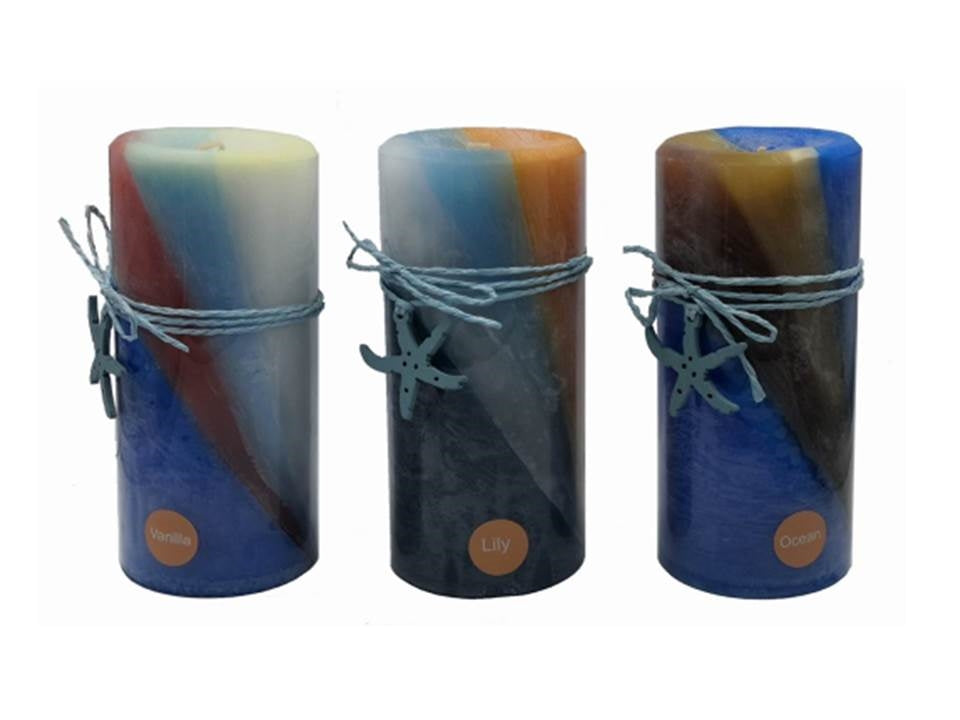 bulk 24 Ocean Views Pillar Candle 15cm - Image 3