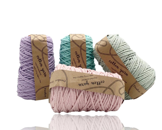 bulk 12 Macrame Cotton Yarn 72mtrs 4mm 400G Pastel Knitting