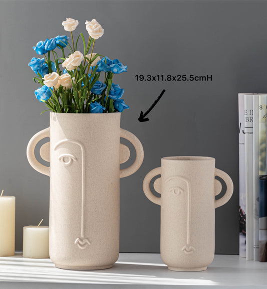 Abstract Face Ceramic Vase Flower 25cm