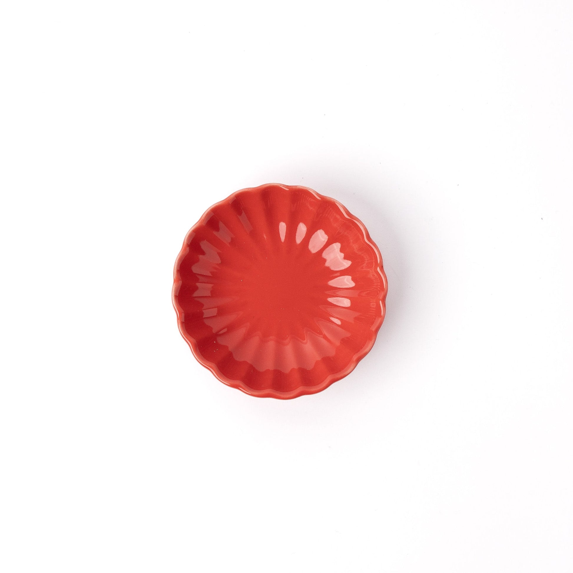 Sauce Dish 7.5cm Chrysanthemum Round Scarlet Glaze - Image 3