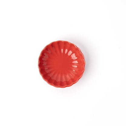 Sauce Dish 7.5cm Chrysanthemum Round Scarlet Glaze - Image 3
