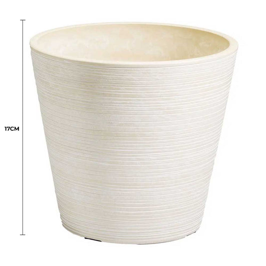 Cream and White Engraved Pot 17cm - Image 2