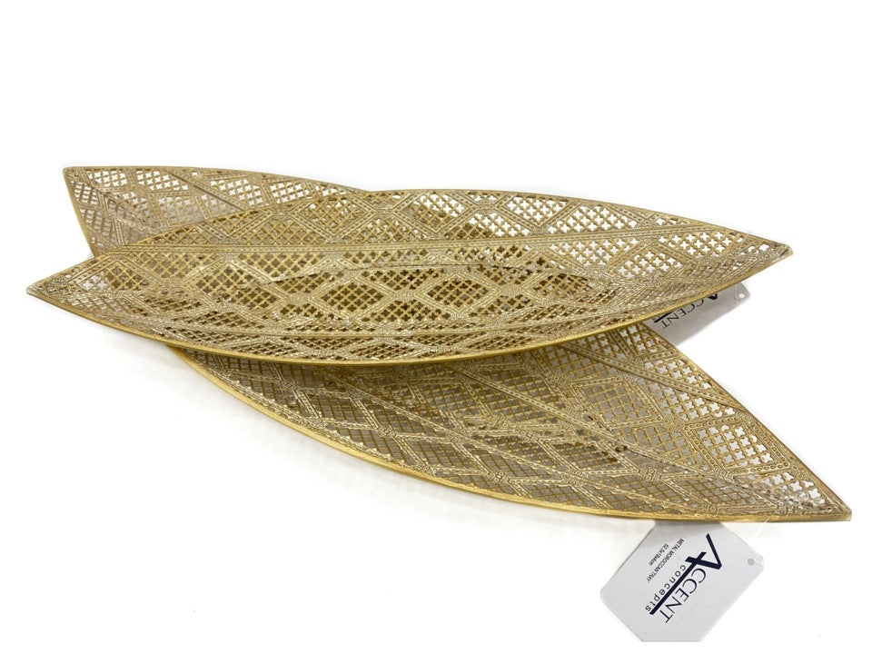 Set 2 Moroccan Tray Boat Gold 52cm