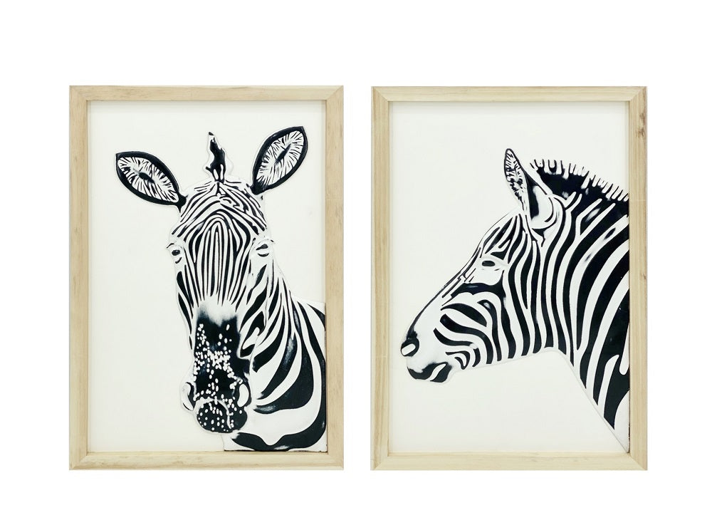 bulk 4 Carved Zebra Wall Art 60cm