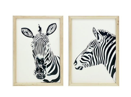bulk 4 Carved Zebra Wall Art 60cm