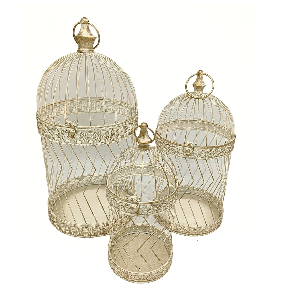Set 3 Metal Birdcage Gold 51cm