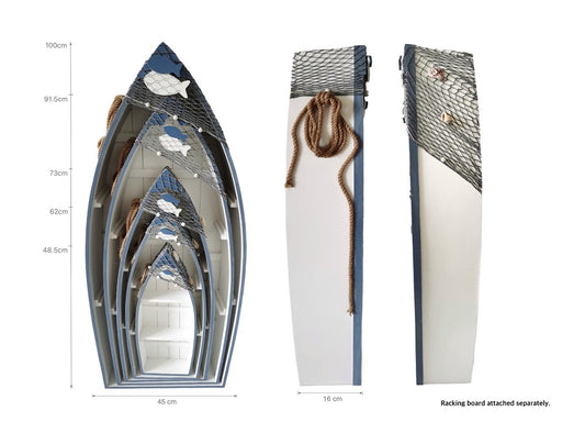 Set 5 Boat Display Shelf Wall Art 100cm