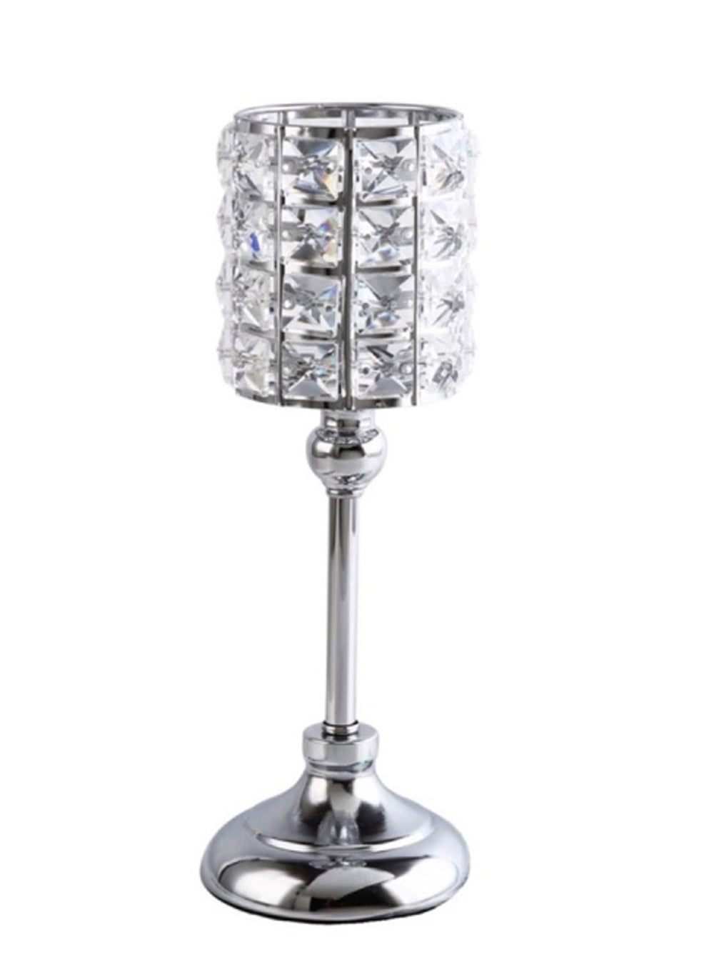 Diamond Candle Holder Silver 30cm