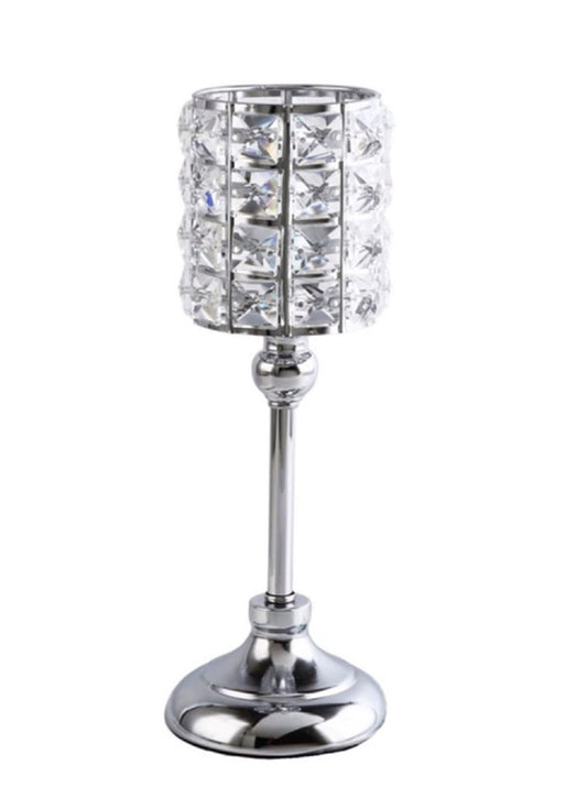 Diamond Candle Holder Silver 30cm