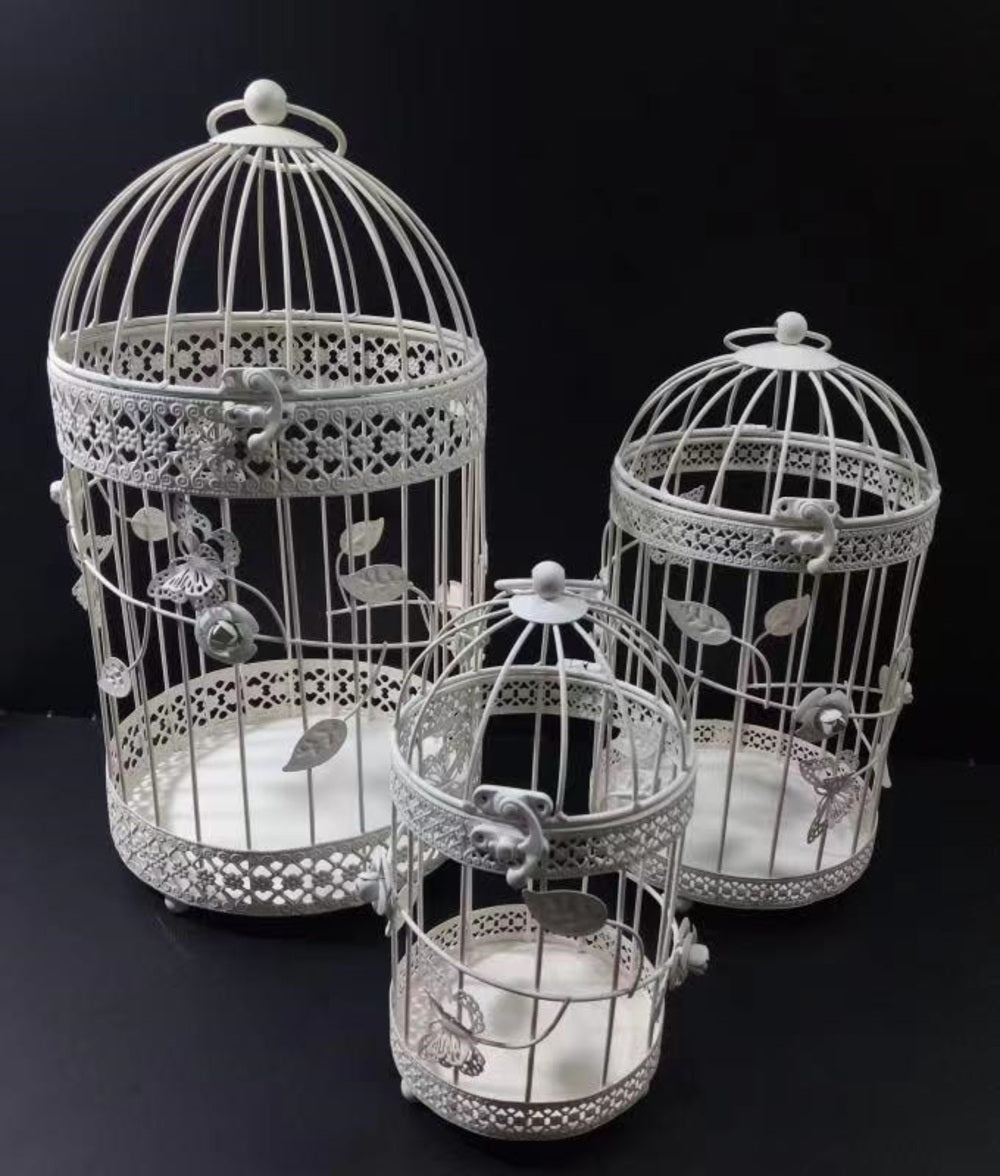 Set 3 Metal Birdcage White Bird Cage 40cm