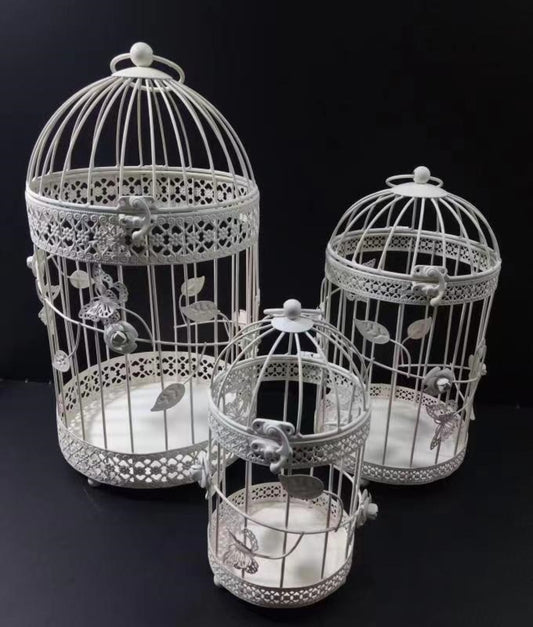 Set 3 Metal Birdcage White Bird Cage 40cm