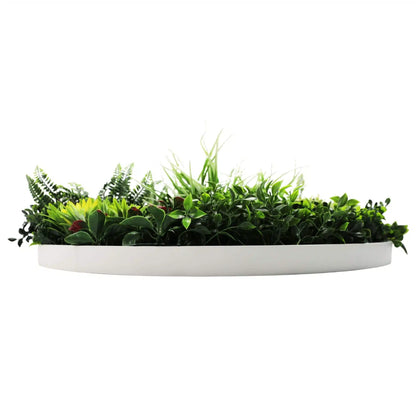 Slimline Artificial Green Wall Disc Art 80cm Colour Fresh UV Resistant (White) - Image 4