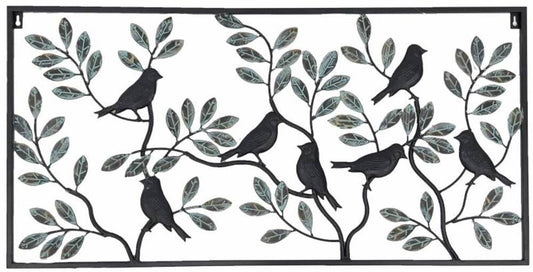 Colour Bids Leaves Metal Wall Art 90cm
