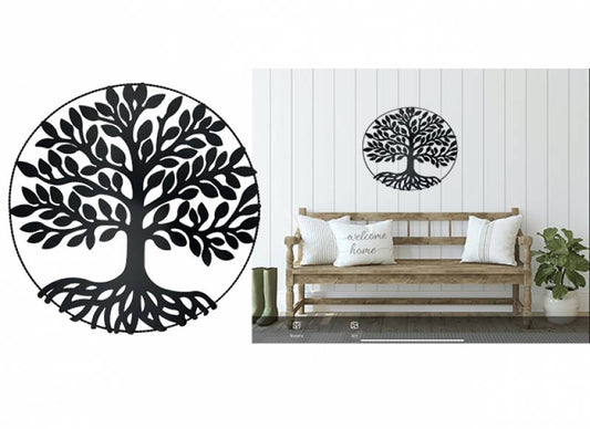Round Tree Metal Wall Art 53cm - Image 2