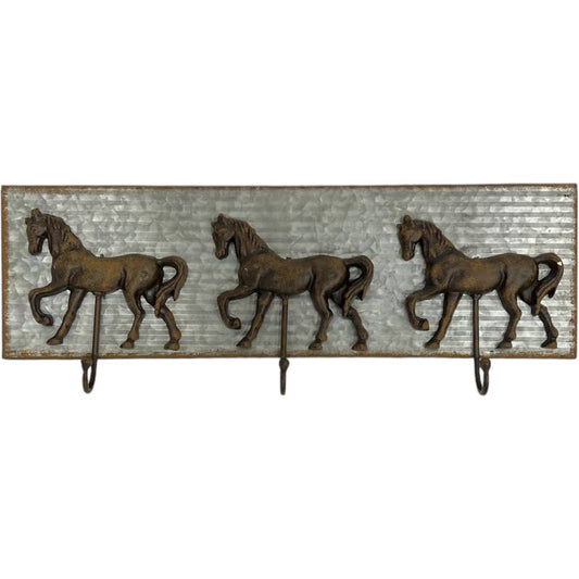 3 Horse Metal Hook 19cm