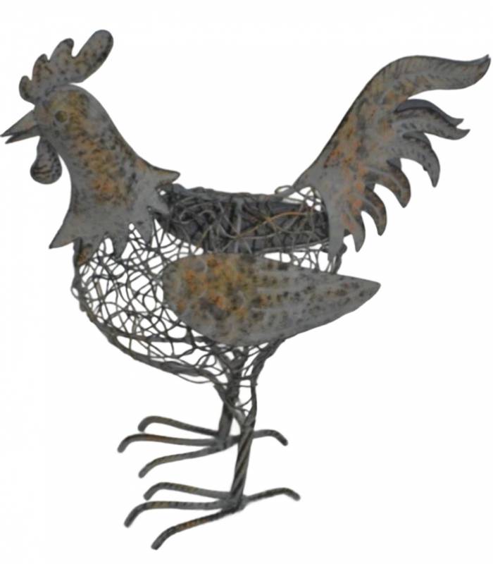 Cluck The Rooster Metal Statue 33cm