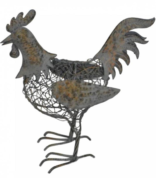 Cluck The Rooster Metal Statue 33cm