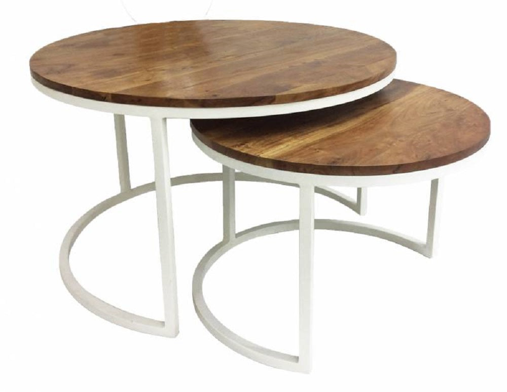 Set 2 Round Coffee Side Table 75cm