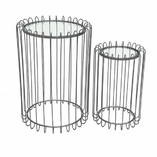Set 2 Devin Glass Side Table 70cm