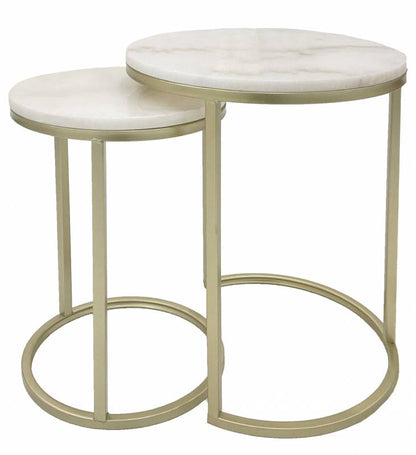 Set 2 Ben Marble Side Table 55cm
