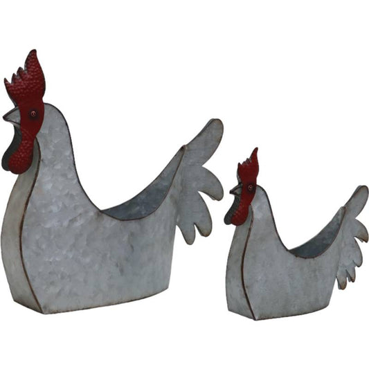 Set 2 Rooster Planter 37x38cm