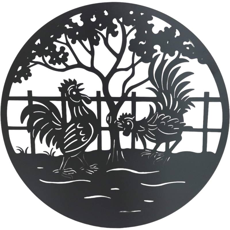 Set 2 Happy Rooster Wall Art 98cm
