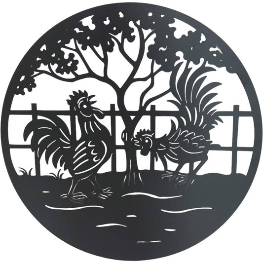 Set 2 Happy Rooster Wall Art 98cm