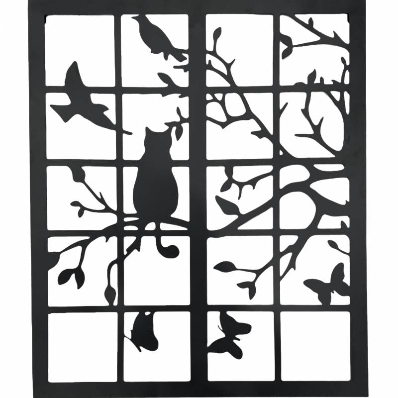 Set 2 Square Cat In Window Wall Art 81cm
